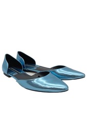 ZARA BASIC Ballerines en cuir verni Dames Ballerines T EU 40 bleu élégant