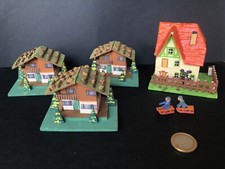 Lot 11 - jouets anciens miniatures en bois - chalets et luge  - Erzgebirge
