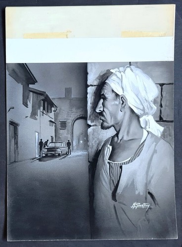 Rare gouache originale michel - gouache,