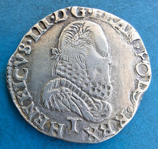 Henri III , teston 3ème type , 1575 T Nantes , pas mal