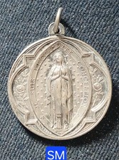 XIX ème Belle Méd. 32mm Metal Argenté - Je Suis L'immaculée Conception Par Penin