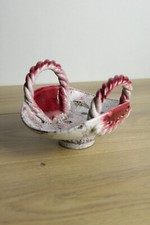 joli petit panier en céramique vide poche blanc et rose déco