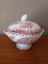 Soupière en Terre de Fer Sainte Amandinoise Modèle Iris décor vieux Rose