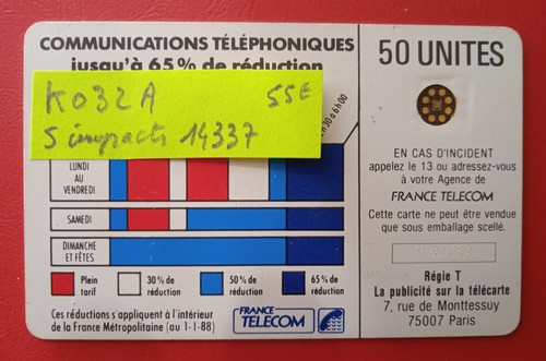 Télécarte 32a 5 impacts - /,