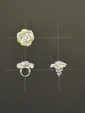 GOUACHÉ - IMPRESSION ORIGINALE - BIJOUX - BAGUE -HAUTE JOAILLERIE- CHANEL