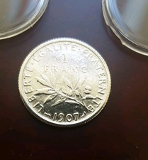 PIECE DE MONNAIE  1 FRANC SEMEUSE 1907 En SUP .