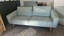 URGENT canapé 2/3 places d'occasion tissu vert jade / amande style scandinave 