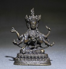 5CM Old Tibet Bronze 3 Head  8