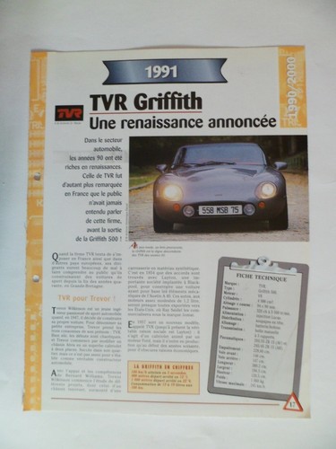 Carte fiche auto tvr - tvr, griffith