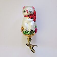 Cat & red Bow clip on Glass