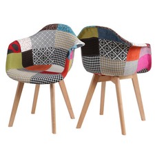 Lot de 2 Moderne Chaises Fauteuil Chaise salle à manger Cuisine Patchwork Rouge