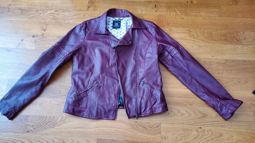 Blouson cuir bordeaux femme - cuir,