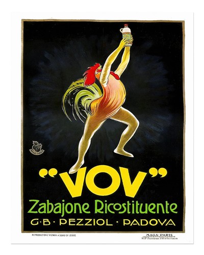 Vintage vov coq art mural - vintage,