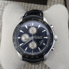 Montre chronographe automatique pour homme GUCCI cadran noir bracelet noir ex...