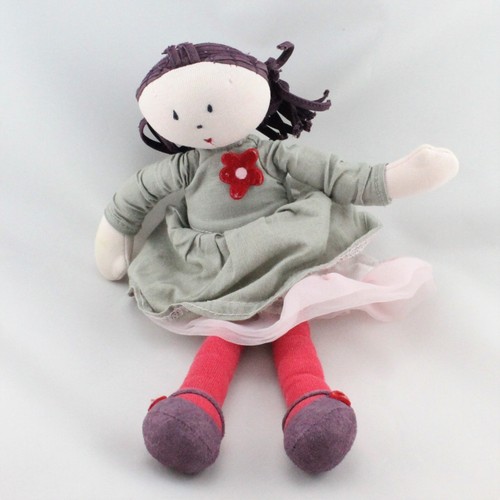 Doudou poupée grise rose
