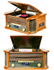 Platine Disque Vinyle Vintage BOIS Radio Bluetooth /FM/USB/RCA/AUX/CD/Cassette 