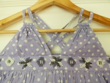 Robe Lili Gaufrette T 8 ans pur coton popeline mauve à pois blancs, cérémonie