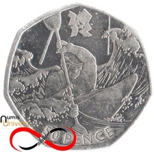 50 Pence Commémorative du Royaume-Uni 2011 TTB/SUP - London 2012, Canoë-Kayak