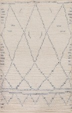 Rayé Marocain Foyer Tapis 0.9x1.2m Fait à la Main Oriental Laine Géométrique