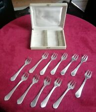 FRIONNET FRANCOIS Orfèvre : 12 Fourchettes à Huitres Métal Argenté Art Déco