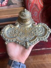 Encrier Laiton Doré XIX Eme Grotesque & Bureau 19 th Inkwell