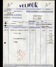 RENNES & QUESTEMBERT (35 / 56) FOURNITURES de BUREAU "VELMOR" Facture en 1968