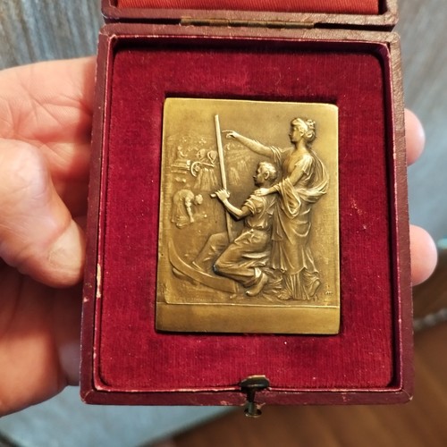 Médaille plaque bronze - médaille,