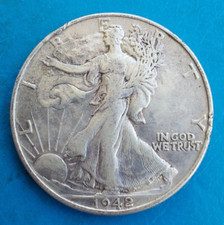 Etats-Unis United States USA , Walking Liberty 1/2 half dollar 1942 km 142