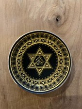 Mini assiette ronde décorative Menorah David étoile or Damascène Tolède Espagne