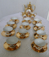 Service café Porcelaine dorée Bavière 14 pièces BAREUTHER