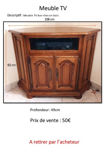 Meuble angle merisier - d'angle,