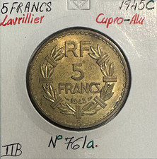 5 FRANCS LAVRILLIER - 1945 C - Pièce de Monnaie en Cupro-Alu // Qualité : TTB