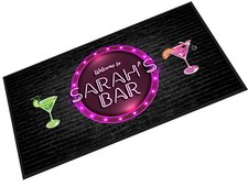 Tapis De Bar Personnalisé - Cercle Néon Rose, Accessoires De Bar À Domicile