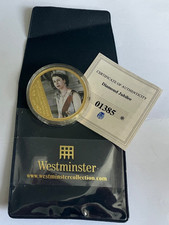 2012 Preuve Plaqué Or Diamant Jubilé Portrait De la Reine Médaille Monnaie 40MM