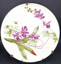 GRAND PLAT ASSIETTE ø45cm ART NOUVEAU Signé T. BROSSETTE IRIS FLEUR FIN XIXème