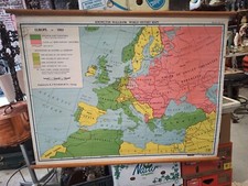 Grande carte scolaire murale vintage Géographie Europe - URSS - Méditérranée.