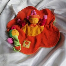 Doudou abeille Louna, marionnette, orange, Moulin Roty