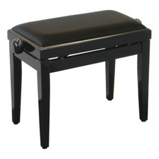 Banc de Piano Noir Avec Cuir Véritable Rembourrage, Tabouret Chaise