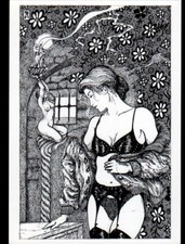 MODE MOHAIR & CUIR / FEMME avec SOUS-VETEMENTS illustrée par Serge MOGERE en1992