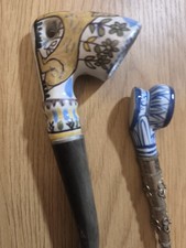 Lot 2 d'anciennes pipes à opium émaillées, Chine, XIXème