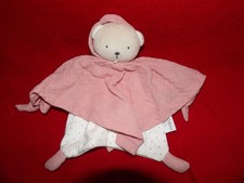 Doudou Plat KALOO Lapin Beige Cape Rose Blanc A Pois