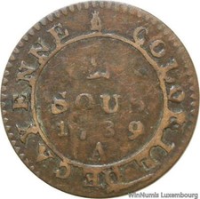 D9844 Faux Epoque French Guiana 2 Sous Louis XVI Colonie Cayenne 1789 A Paris