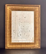 MIROIR ANCIEN LOUIS PHILIPPE RECTANGULAIRE XIX CADRE DORE Feuille d’or 32x40 Cm