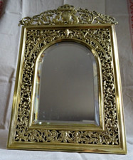 ANCIEN MIROIR DE TABLE EN BRONZE 19e STYLE LOUIS XIV