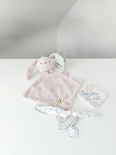 Doudou Plat Alice Et Pomme Lapin Rose Blanc Fleur Papillon Jaune Gris - Nattou