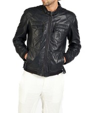 Manteau moto rétro en cuir de