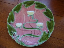 ANTIQUE DISH PLATTER MAJOLICA VB VILLEROY BOCH Water Lilies 12,2"