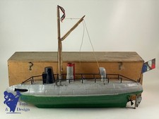 JOUET ANCIEN FV JdeP JEP 973-5 BATEAU TORPILLEUR MECANIQUE 1902 49CM
