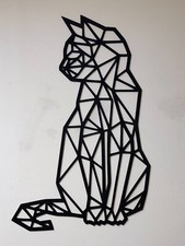 Décoration murale en bois, figurines géométriques de chat assis, 57x37 cm, décou