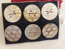 Rare petite plaque boutons anciens en nacre  1,7 cm  lot de 6 n°2B